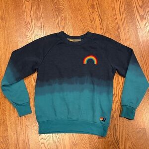 Aviator Nation Ombré Teal Sweater with Rainbow Patch Women XS